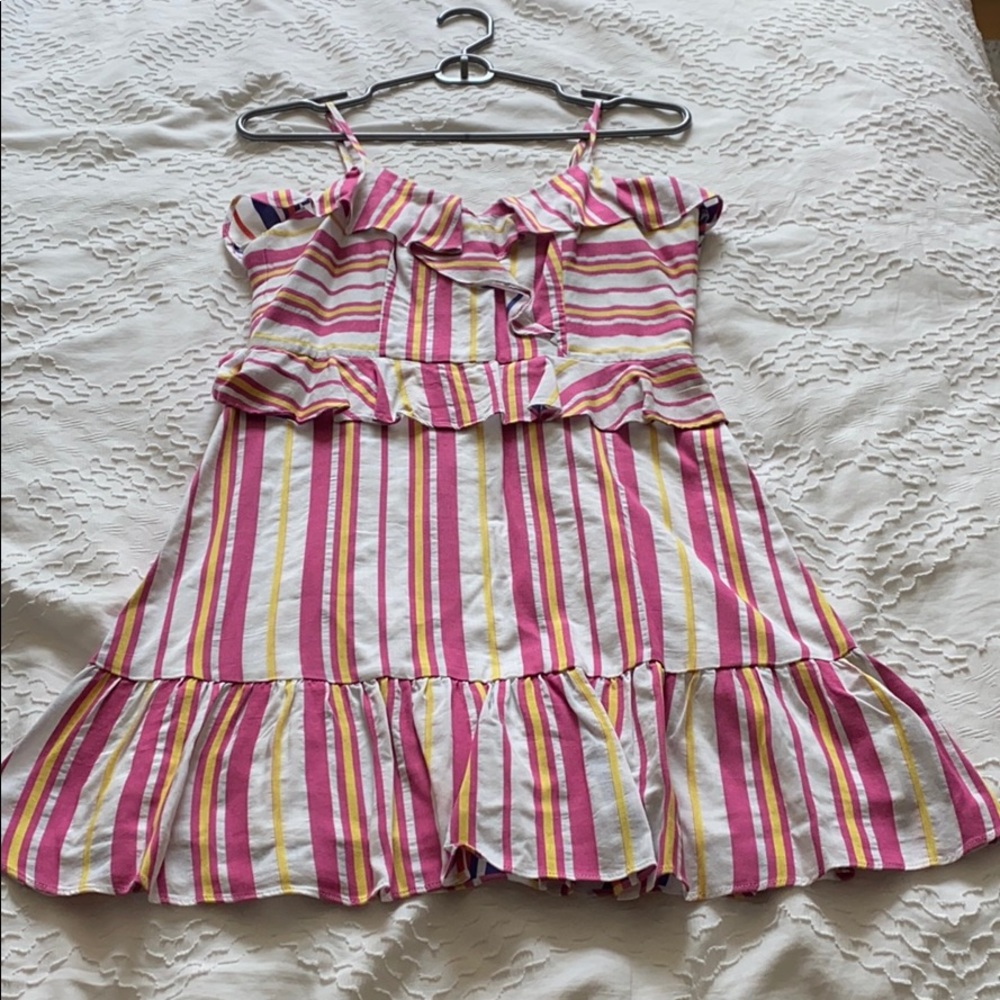 Parker size 4 white, pink and yellow dress